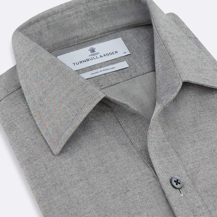 Grey Herringbone Chelsea Shirt Image 1