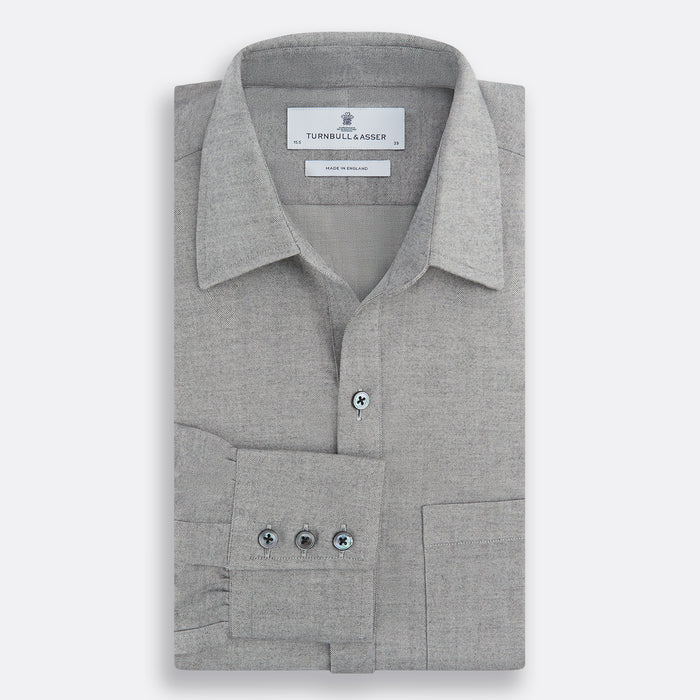 Grey Herringbone Chelsea Shirt Image 3