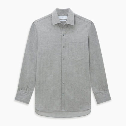 Grey Herringbone Chelsea Shirt Image 6