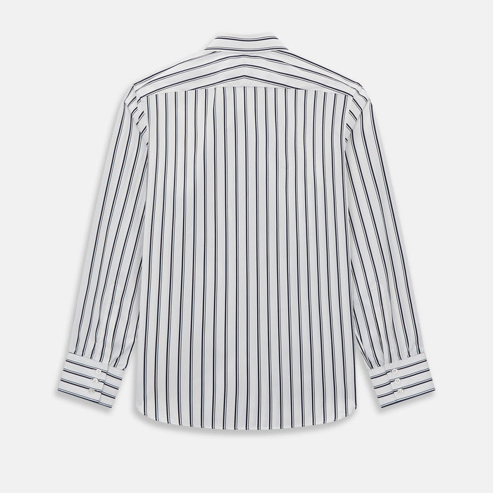 Westminster Double Striped Navy on White Regular Fit Shirt in Cotton Image 2