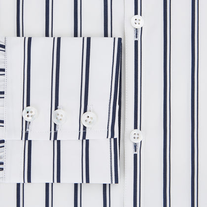 NAVY STRIPED COTTON WESTMINSTER SHIRT Image 3