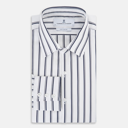 NAVY STRIPED COTTON WESTMINSTER SHIRT Image 4