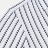 View 6 of product The Turnbull & Asser UK NAVY STRIPED COTTON WESTMINSTER SHIRT features long sleeves, a button-down front, pointed collar, and vertical navy stripes on white for classic British style.