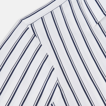 NAVY STRIPED COTTON WESTMINSTER SHIRT Image 5
