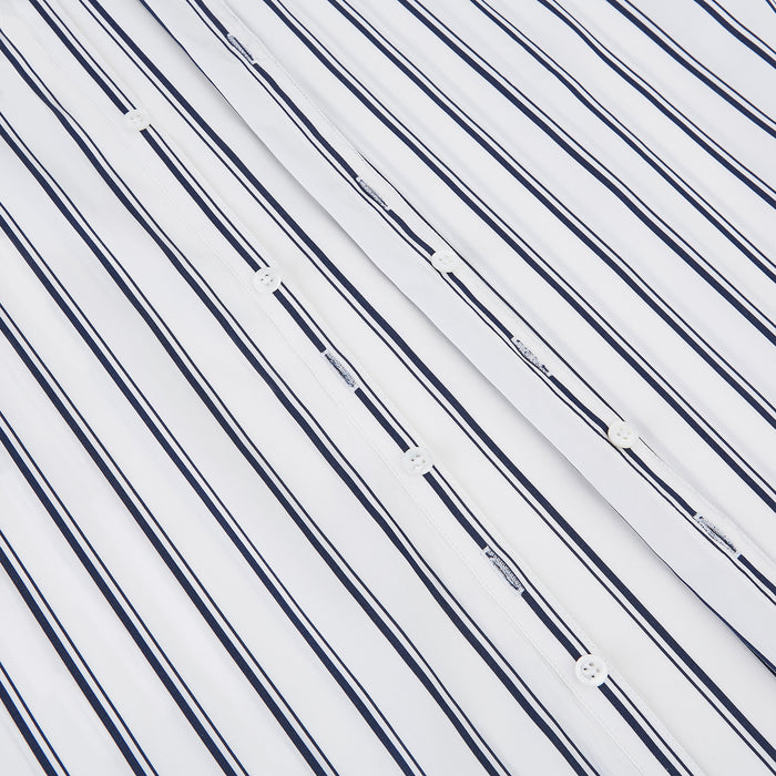 Westminster Double Striped Navy on White Regular Fit Shirt in Cotton Image 6