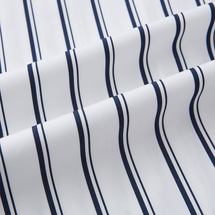Westminster Double Striped Navy on White Regular Fit Shirt in Cotton Image 7