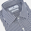 View 2 of product Here is a rewritten version using your product data: A Striped Navy on White Westminster Regular Fit Shirt in Cotton by Turnbull & Asser UK, featuring long sleeves, a button-up front, and a collared neckline with classic vertical stripes. The shirt is neatly laid flat on a white background.
