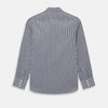 View 3 of product Here is a rewritten version using your product data: A Striped Navy on White Westminster Regular Fit Shirt in Cotton by Turnbull & Asser UK, featuring long sleeves, a button-up front, and a collared neckline with classic vertical stripes. The shirt is neatly laid flat on a white background.