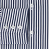 View 4 of product Here is a rewritten version using your product data: A Striped Navy on White Westminster Regular Fit Shirt in Cotton by Turnbull & Asser UK, featuring long sleeves, a button-up front, and a collared neckline with classic vertical stripes. The shirt is neatly laid flat on a white background.