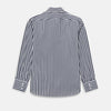 View 8 of product The Striped Navy on White Westminster Regular Fit Shirt in Cotton by Turnbull & Asser UK features vertical navy and white stripes, a classic collar, and buttoned cuffs—a refined example of British shirting, elegantly displayed on a white background.