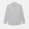 View 1 of product Turnbull & Asser UK Navy Stripe on White Westminster Shirt with a closed collar and button cuffs, laid flat on a white background.