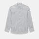 Turnbull & Asser UK Navy Stripe on White Westminster Shirt with a closed collar and button cuffs, laid flat on a white background.