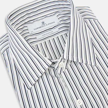 Navy Stripe on White Westminster Shirt with Closed Collar and Button Cuffs Image 1