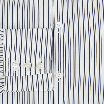 Navy Stripe on White Westminster Shirt with Closed Collar and Button Cuffs Image 3