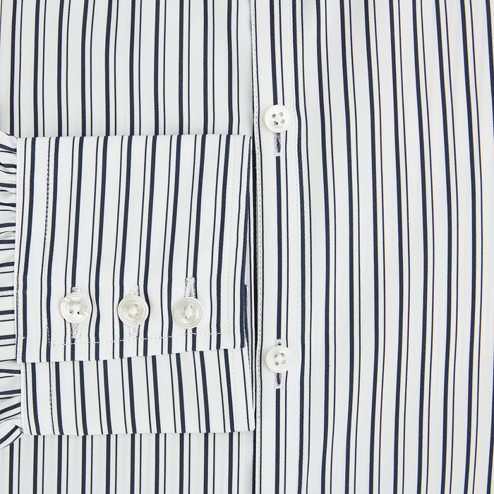 Westminster Fine Double Striped Navy on White Regular Fit Shirt in Cotton Image 2
