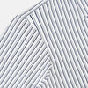 View 6 of product Turnbull & Asser UK Navy Stripe on White Westminster Shirt with a closed collar and button cuffs, laid flat on a white background.