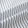 View 8 of product Turnbull & Asser UK Navy Stripe on White Westminster Shirt with a closed collar and button cuffs, laid flat on a white background.