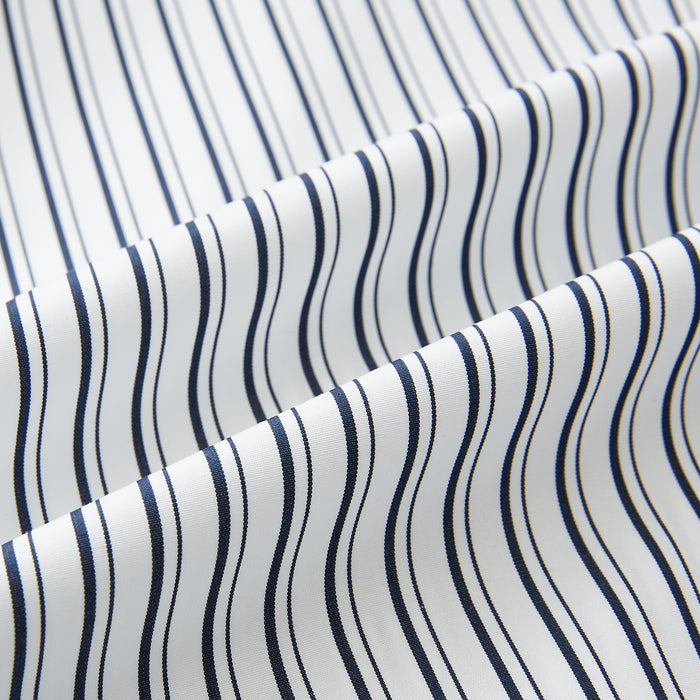Westminster Fine Double Striped Navy on White Regular Fit Shirt in Cotton Image 6
