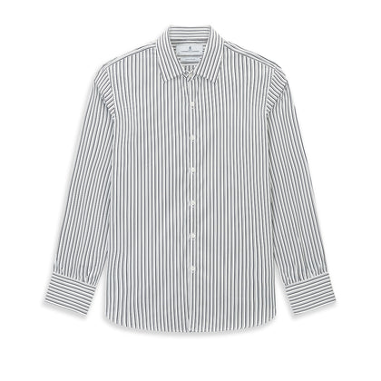 Navy Stripe on White Westminster Shirt with Closed Collar and Button Cuffs Image 8