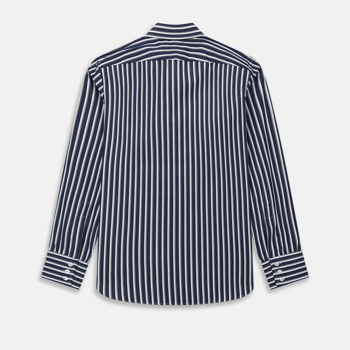 Westminster Bold Striped Navy on White Regular Fit Shirt in Cotton Image 7