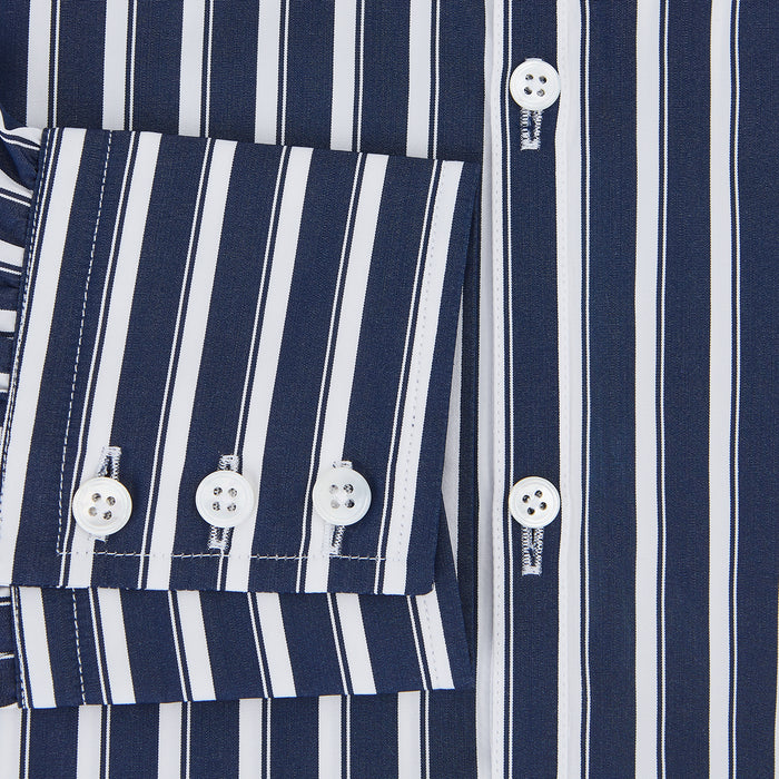 Westminster Bold Striped Navy on White Regular Fit Shirt in Cotton Image 3