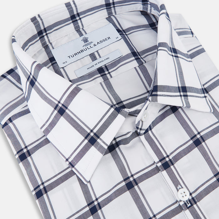Westminster Bold Checked Navy on White Regular Fit Shirt in Cotton Image 1