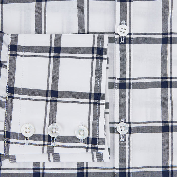 Westminster Bold Checked Navy on White Regular Fit Shirt in Cotton Image 3