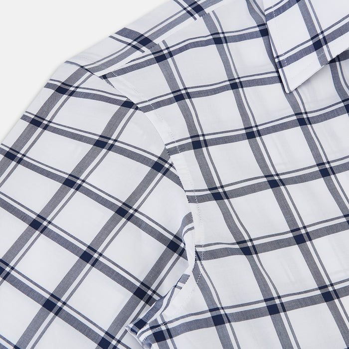 Westminster Bold Checked Navy on White Regular Fit Shirt in Cotton Image 4