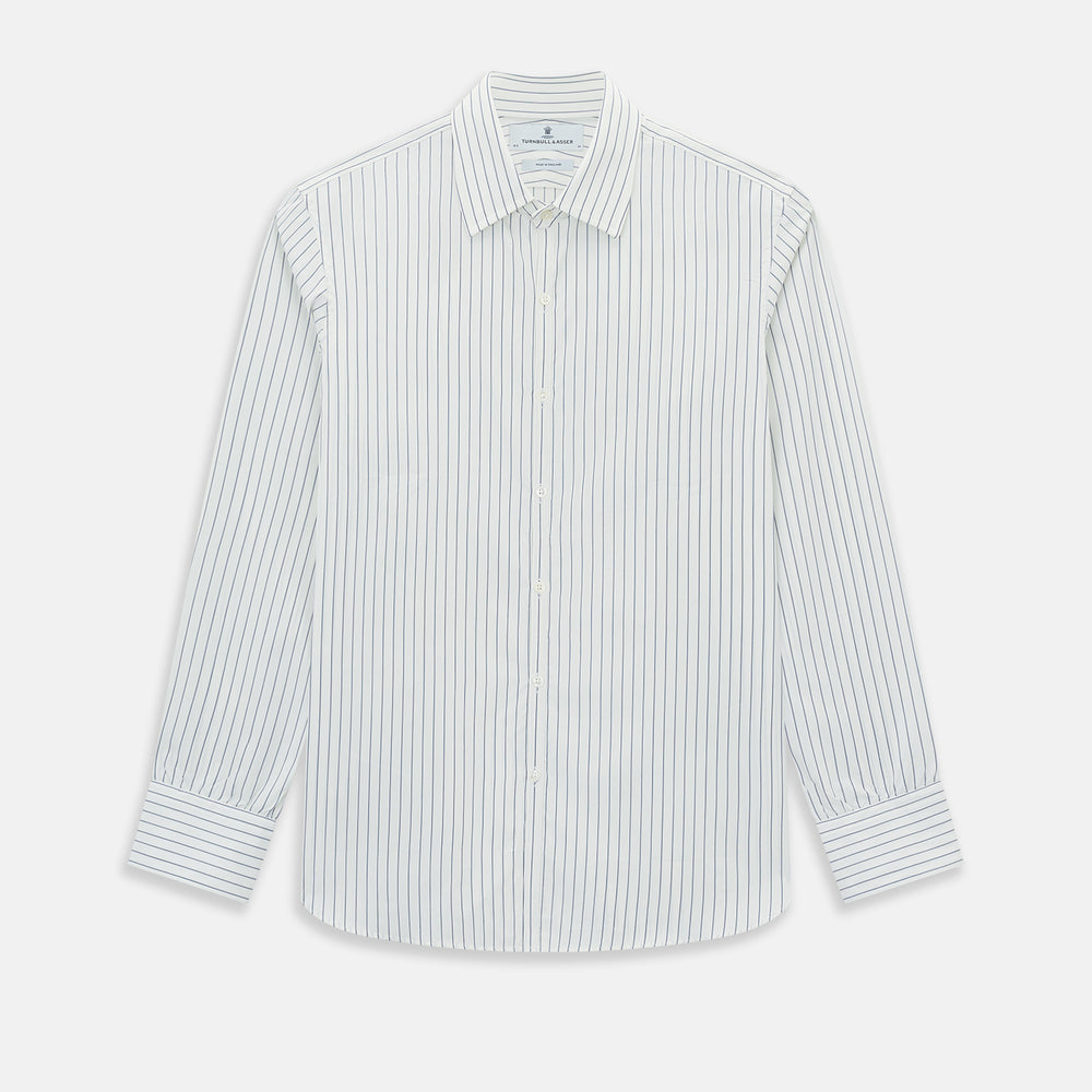 Navy Double Pencil Stripe Westminster Shirt 18.5