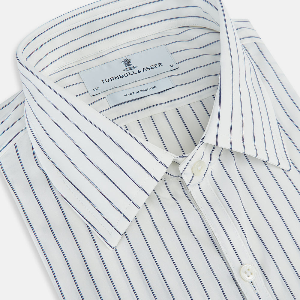 Navy Double Pencil Stripe Westminster Shirt 18.5