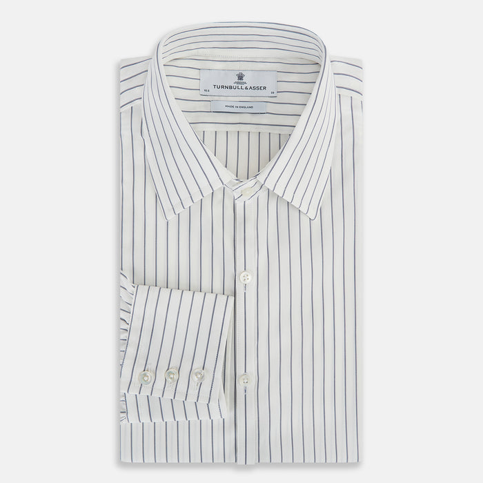 Navy Double Pencil Stripe Westminster Shirt Image 4
