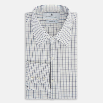 Navy Double Bar Graph Check Westminster Shirt Image 4