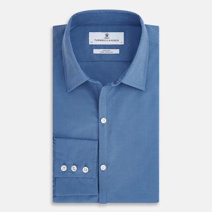 Colony Blue Pin Check Windsor Shirt Image 4