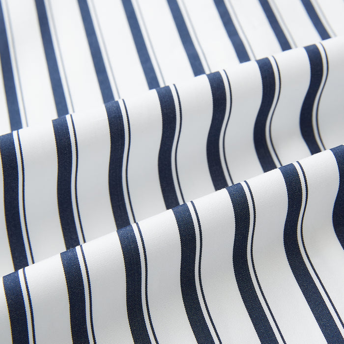 Windsor Double Striped Navy on White Regular Fit Shirt in Cotton Image 6