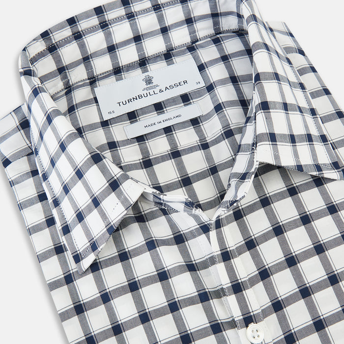 Windsor Bold Chequered Navy on White Regular Fit Shirt in Cotton Image 1