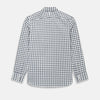View 8 of product A Chequered Navy on White Windsor Regular Fit Shirt in Cotton by Turnbull & Asser UK, featuring long sleeves, a classic collar, buttoned cuffs, and a navy and white windowpane check pattern, displayed on a white background.
