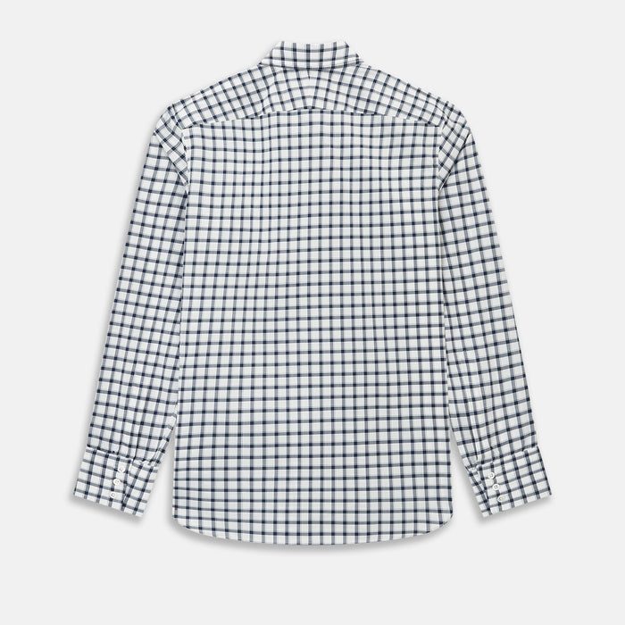 Windsor Bold Chequered Navy on White Regular Fit Shirt in Cotton Image 7