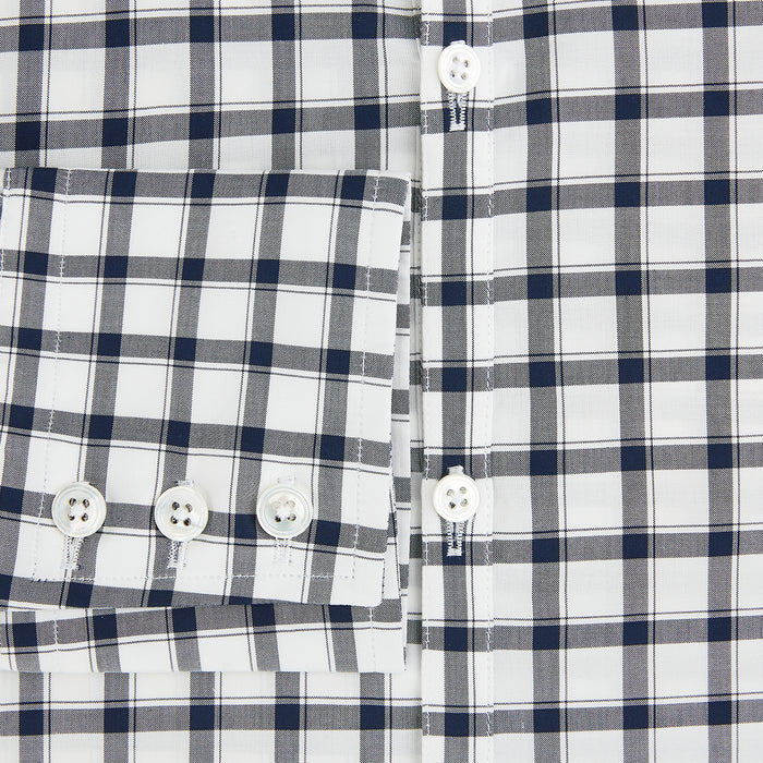 Windsor Bold Chequered Navy on White Regular Fit Shirt in Cotton Image 2