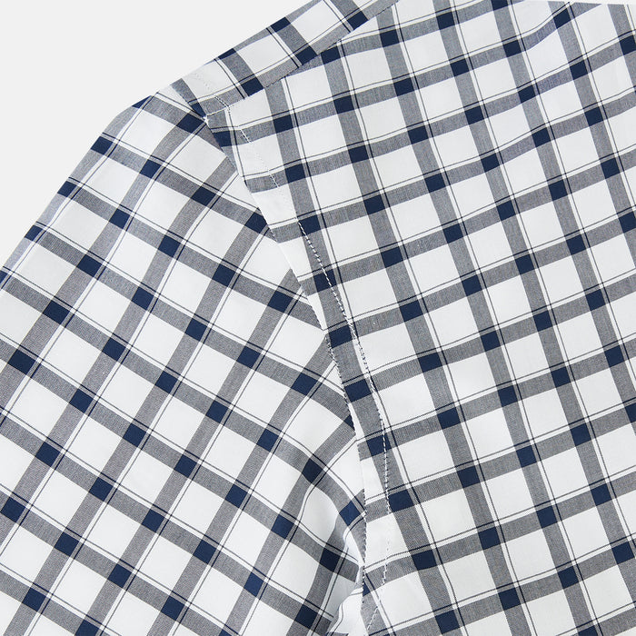 Windsor Bold Chequered Navy on White Regular Fit Shirt in Cotton Image 4