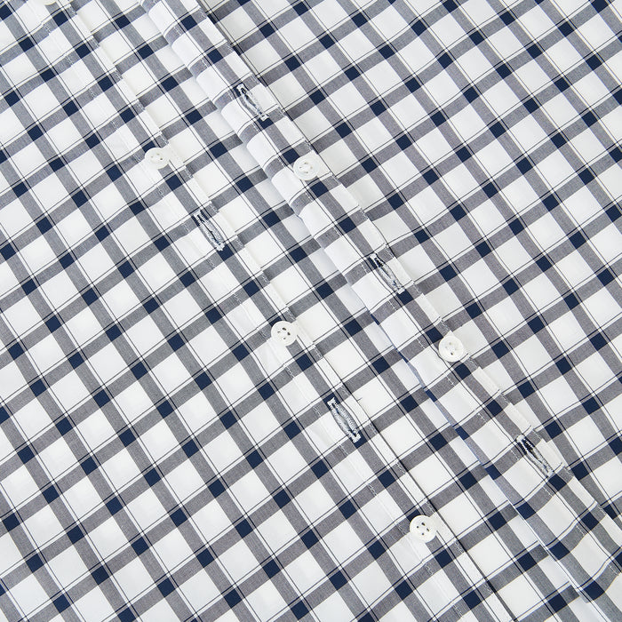 Windsor Bold Chequered Navy on White Regular Fit Shirt in Cotton Image 5