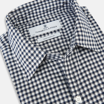 Windsor Chequered Navy on White Regular Fit Shirt Image 1