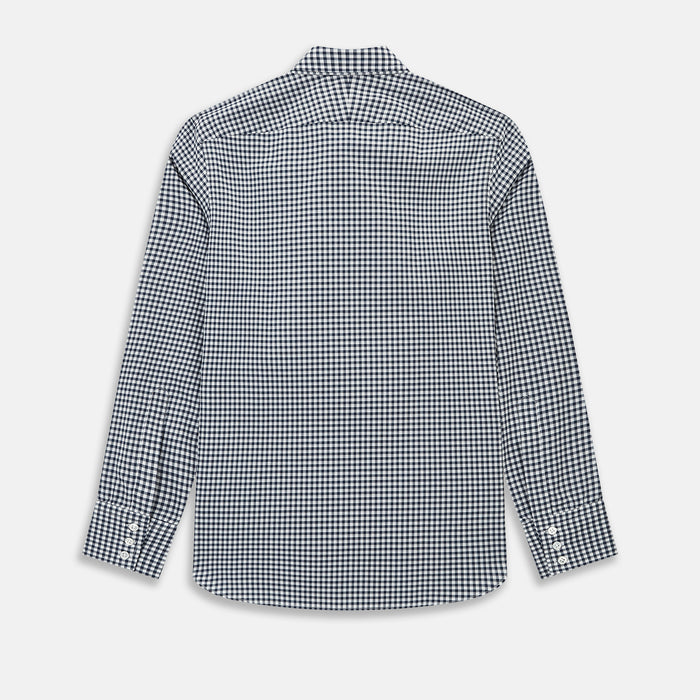 Windsor Fine Double Checked Navy on White Regular Fit Shirt Image 7