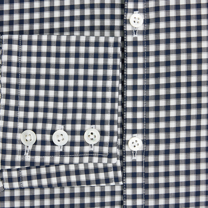 Windsor Fine Double Checked Navy on White Regular Fit Shirt Image 2