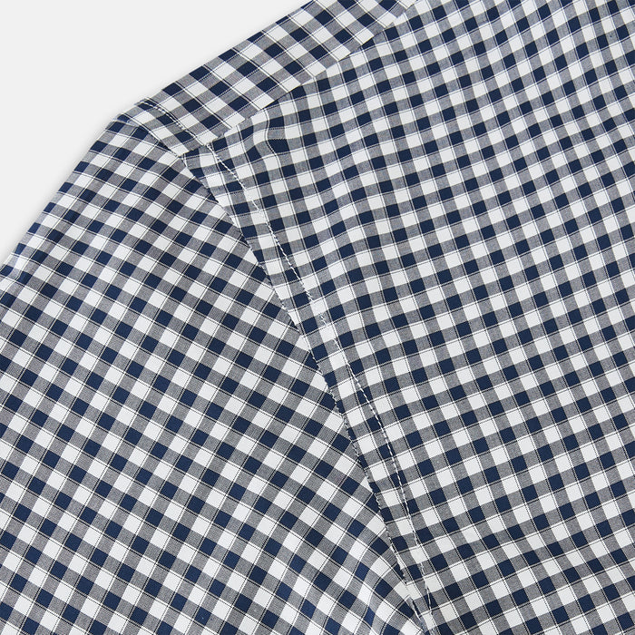 Windsor Fine Double Checked Navy on White Regular Fit Shirt Image 4