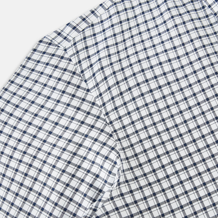 Windsor Fine Double Checked Navy on White Regular Fit Shirt in Cotton Image 5
