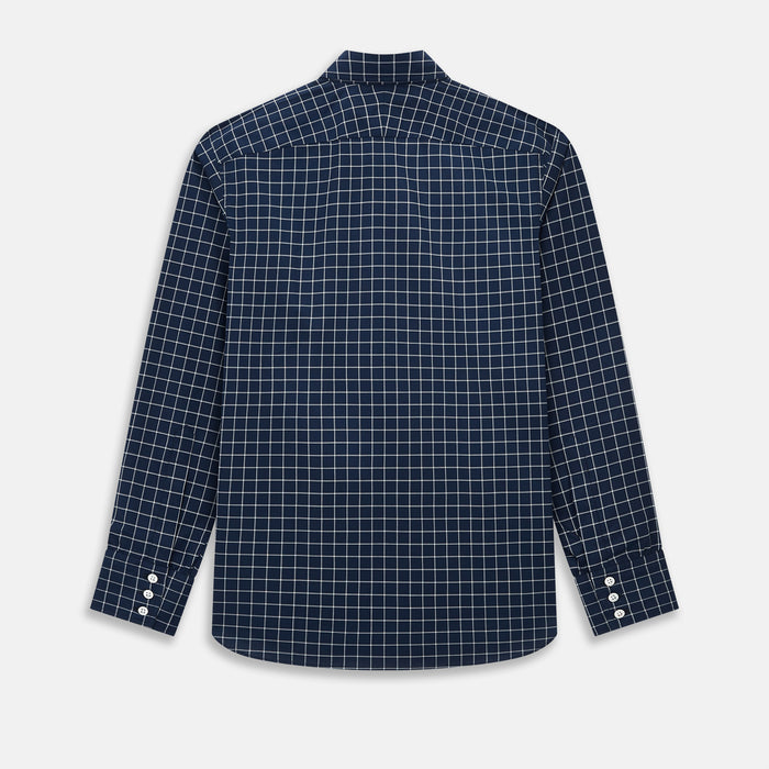 Windsor Bold Checked White on Navy Regular Fit Shirt in Cotton Image 2