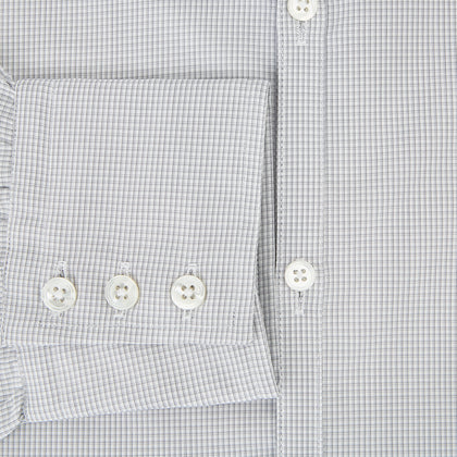 Grey Micro-Tattersall Check Windsor Shirt Image 3