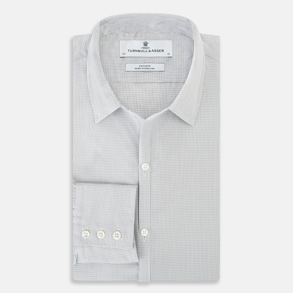 Grey Micro-Tattersall Check Windsor Shirt 16