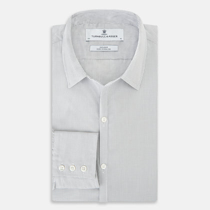 Grey Micro-Tattersall Check Windsor Shirt Image 4