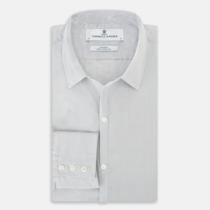 Grey Micro-Tattersall Check Windsor Shirt Image 4